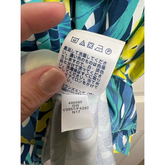 Lands End Floral Wrap Front Stretch Sleeveless Casual Dress Tropical Vacation - Picture 6 of 8